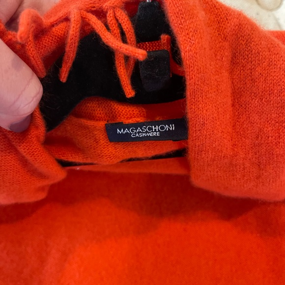 Magaschoni orange open cardigan cashmere sweater with fringe detail - Picture 4 of 8